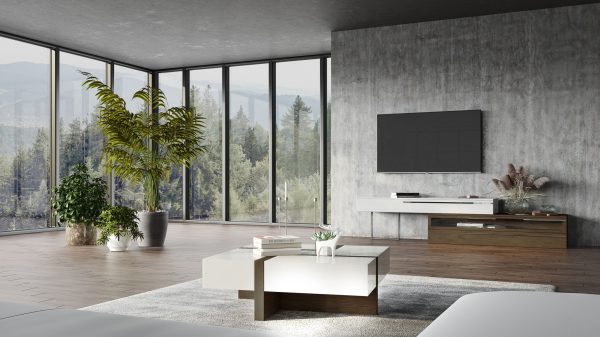 Modrest Makai Modern White & Walnut Square Coffee Table - Image 4