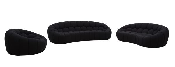 Divani Casa Yolonda - Modern Curved Black Fabric Sofa Set - Image 2