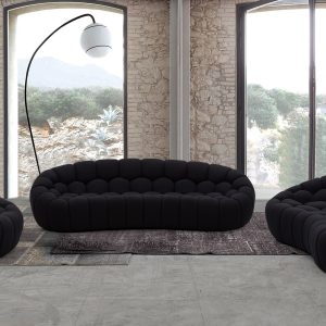 Divani Casa Yolonda - Modern Curved Black Fabric Sofa Set