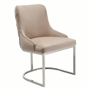 Modrest Daria - Modern Beige Velvet and Stainless Steel Dining Chair Set of 2