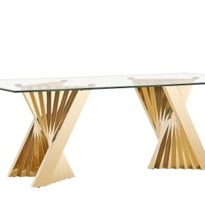 Modrest Buquet - Glam Glass + Champagne Gold Rectangular Dining Table