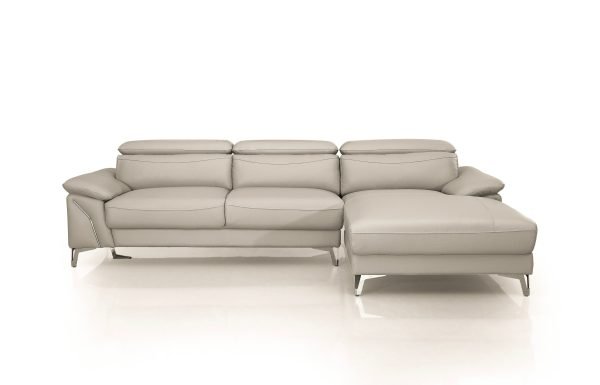 Divani Casa Sura - Modern Light Grey Leather Right Facing Sectional Sofa - Image 2