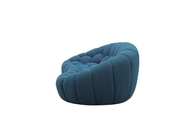 Divani Casa Yolonda - Modern Curved Dark Teal Fabric Loveseat - Image 4