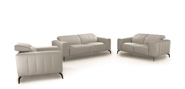 Divani Casa Wayne - Modern Light Grey Leather Sofa Set - Image 3