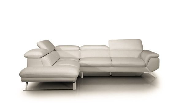 Divani Casa Seth - Modern Light Grey Leather Left Facing Sectional Sofa - Image 2