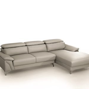 Divani Casa Sura - Modern Light Grey Leather Right Facing Sectional Sofa