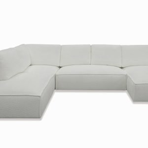 Divani Casa Lulu - Modern White Fabric Modular Sectional Sofa w/ Right Facing Chaise