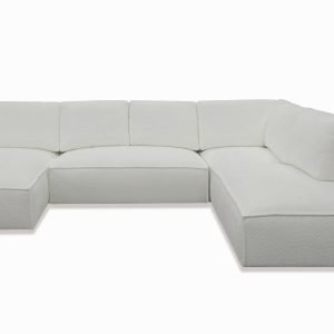 Divani Casa Lulu - Modern White Fabric Modular Sectional Sofa w/ Left Facing Chaise
