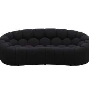 Divani Casa Yolonda - Modern Curved Black Fabric Loveseat