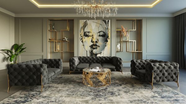 Divani Casa Sheila - Modern Dark Grey Fabric Sofa - Image 3