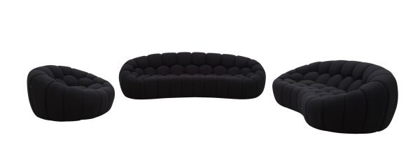 Divani Casa Yolonda - Modern Curved Black Fabric Sofa Set - Image 3