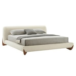 Modrest Fleury - Contemporary Cream Fabric and Walnut  Bedroom Set
