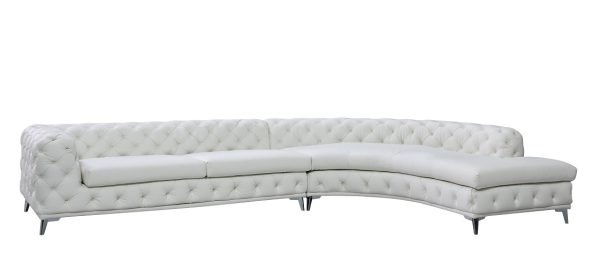 DIvani Casa Kohl - Contemporary White RAF Curved Shape Sectional Sofa w/ Chaise - Image 2