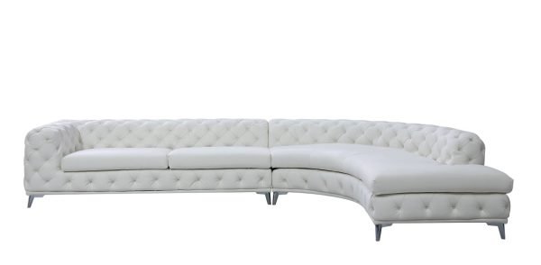 DIvani Casa Kohl - Contemporary White RAF Curved Shape Sectional Sofa w/ Chaise - Image 3