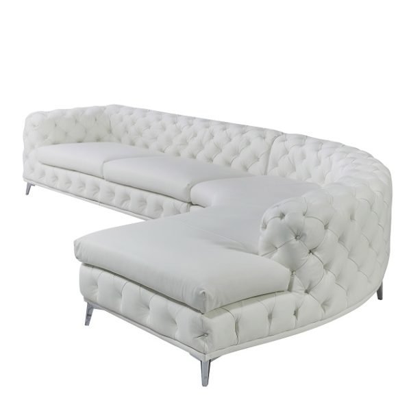 DIvani Casa Kohl - Contemporary White RAF Curved Shape Sectional Sofa w/ Chaise - Image 4