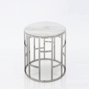Modrest Silvan Modern Marble & Stainless Steel End Table