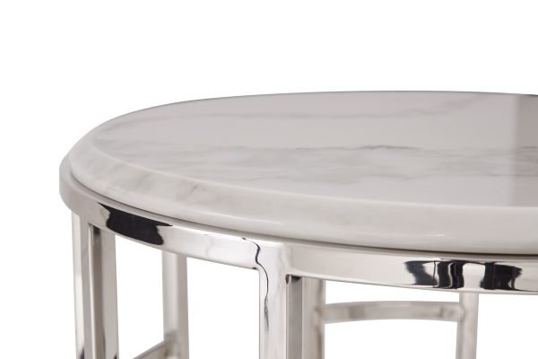 Modrest Silvan Modern Marble & Stainless Steel Coffee Table - Image 2