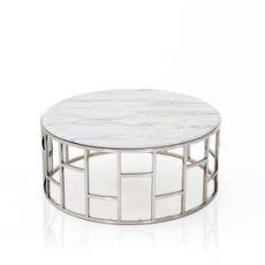 Modrest Silvan Modern Marble & Stainless Steel Coffee Table