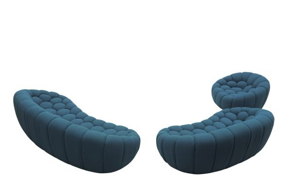 Divani Casa Yolonda - Modern Curved Dark Teal Fabric Sofa Set - Image 4