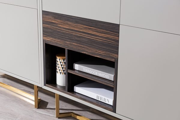 Modrest Deegan Modern Grey & Ebony Tall Buffet