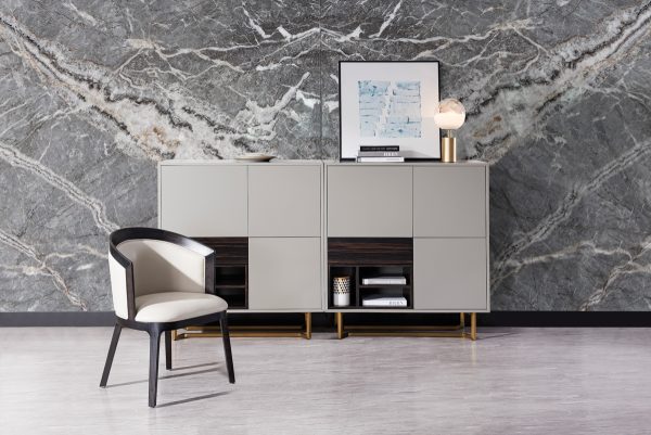 Modrest Deegan Modern Grey & Ebony Tall Buffet - Image 2