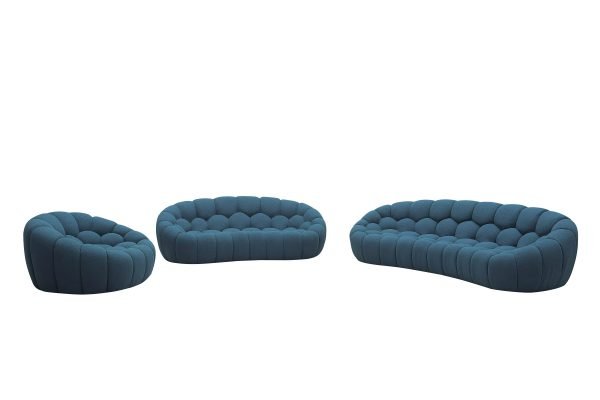Divani Casa Yolonda - Modern Curved Dark Teal Fabric Sofa Set - Image 2