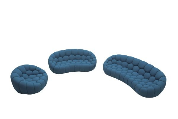 Divani Casa Yolonda - Modern Curved Dark Teal Fabric Sofa Set - Image 3