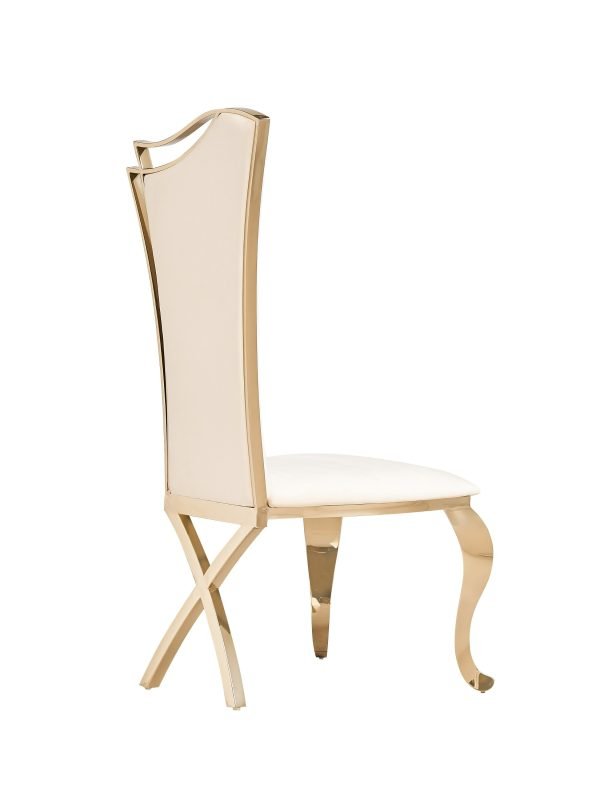 Modrest Bonnie - Modern Beige Velvet & Champagne Gold Dining Chair (Set of 2) - Image 4