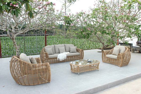 Renava Sandra - Outdoor Beige + Wicker Sofa Set - Image 2