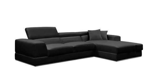 Divani Casa Pella Mini - Modern Black Leather Right Facing Sectional Sofa - Image 2