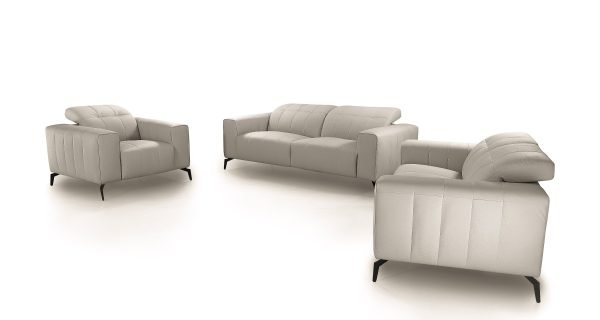 Divani Casa Wayne - Modern Light Grey Leather Sofa Set - Image 2