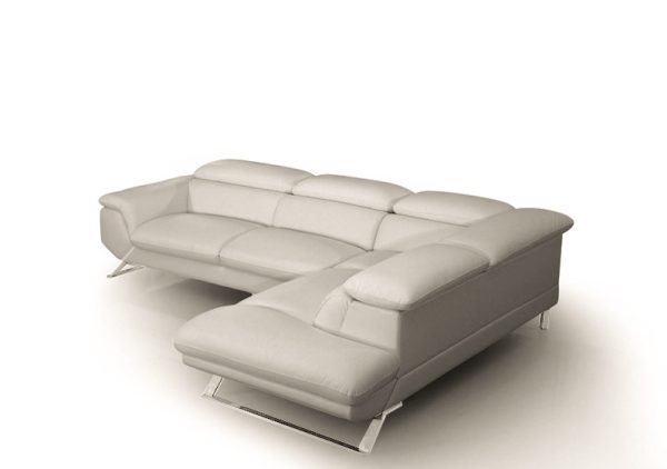 Divani Casa Seth - Modern Light Grey Leather Right Facing Sectional Sofa - Image 3