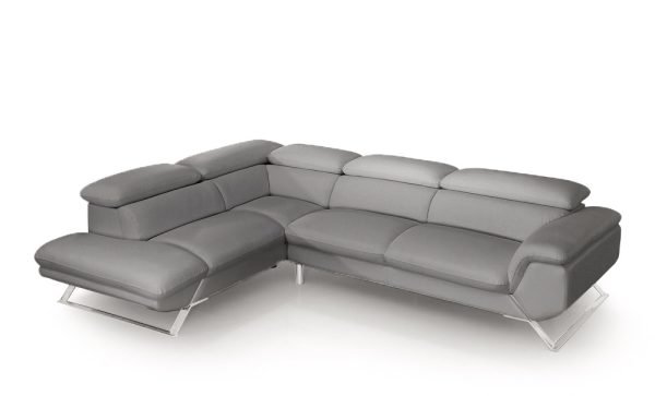 Divani Casa Seth - Modern Dark Grey Leather Left Facing Sectional Sofa
