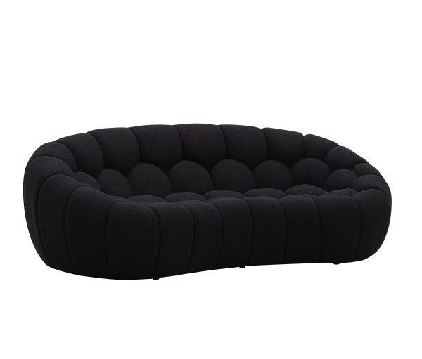 Divani Casa Yolonda - Modern Curved Black Fabric Loveseat - Image 2
