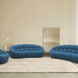 Divani Casa Yolonda - Modern Curved Dark Teal Fabric Sofa Set