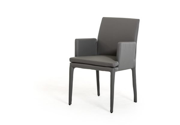 Dex Modern Grey Leatherette Dining Chair - Image 3