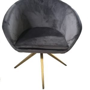 Modrest Yara Modern Grey Velvet & Bronze Dining Chair