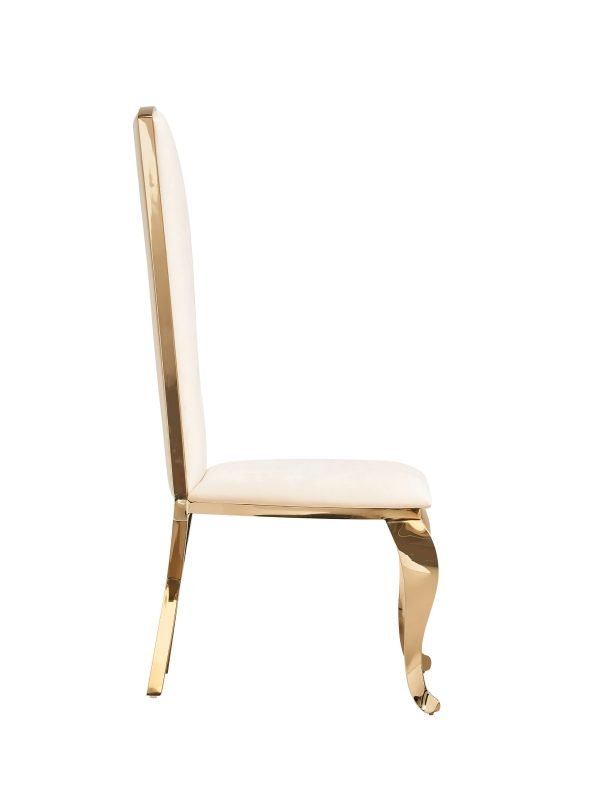 Modrest Bonnie - Modern Beige Velvet & Champagne Gold Dining Chair (Set of 2) - Image 5