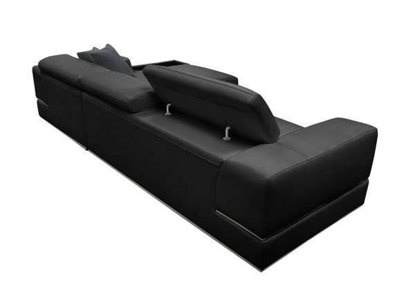 Divani Casa Pella Mini - Modern Black Leather Right Facing Sectional Sofa - Image 3
