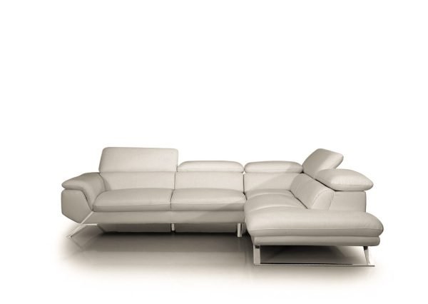 Divani Casa Seth - Modern Light Grey Leather Right Facing Sectional Sofa - Image 2