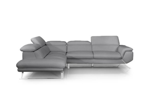 Divani Casa Seth - Modern Dark Grey Leather Left Facing Sectional Sofa - Image 2