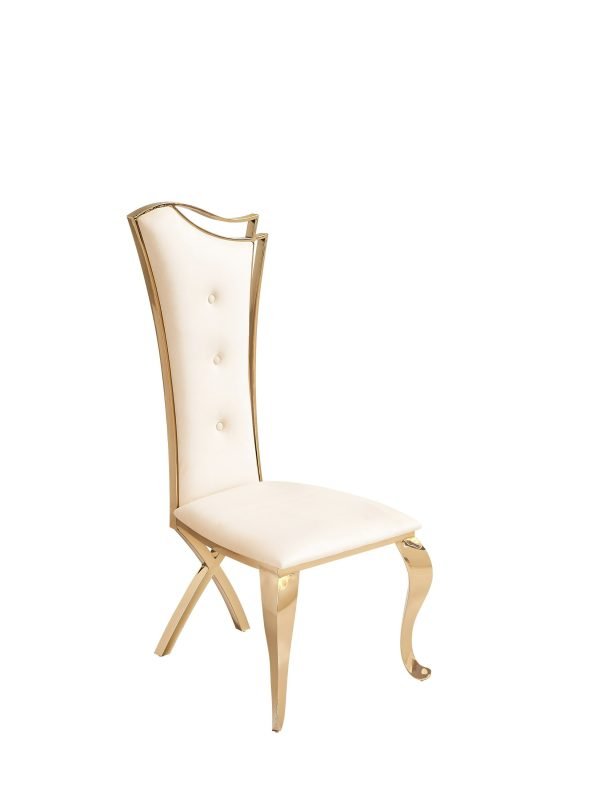 Modrest Bonnie - Modern Beige Velvet & Champagne Gold Dining Chair (Set of 2) - Image 3