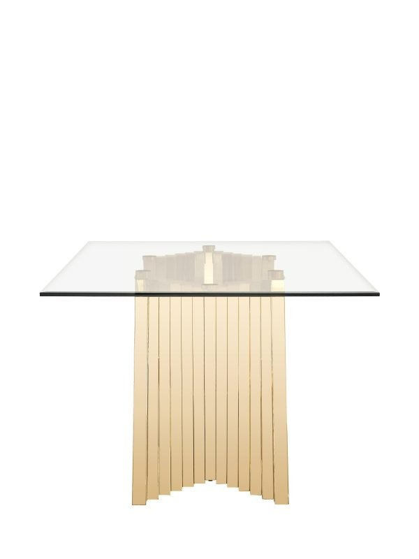 Modrest Buquet - Glam Glass + Champagne Gold Rectangular Dining Table - Image 4