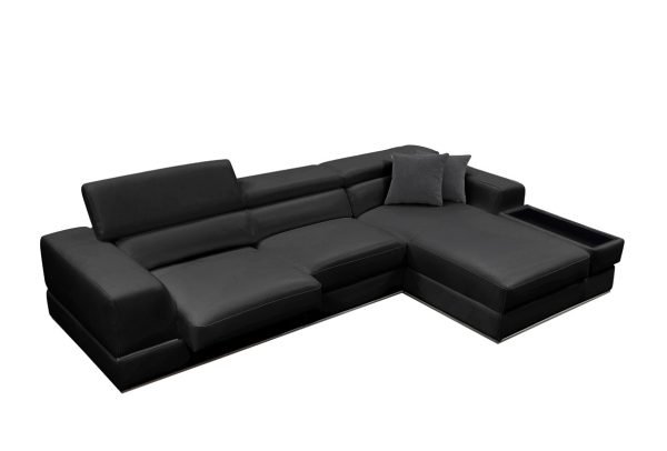 Divani Casa Pella Mini - Modern Black Leather Right Facing Sectional Sofa - Image 4