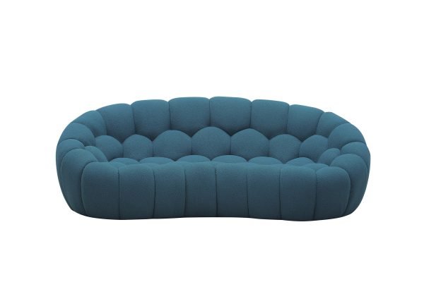 Divani Casa Yolonda - Modern Curved Dark Teal Fabric Loveseat - Image 2