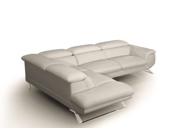 Divani Casa Seth - Modern Light Grey Leather Left Facing Sectional Sofa - Image 3