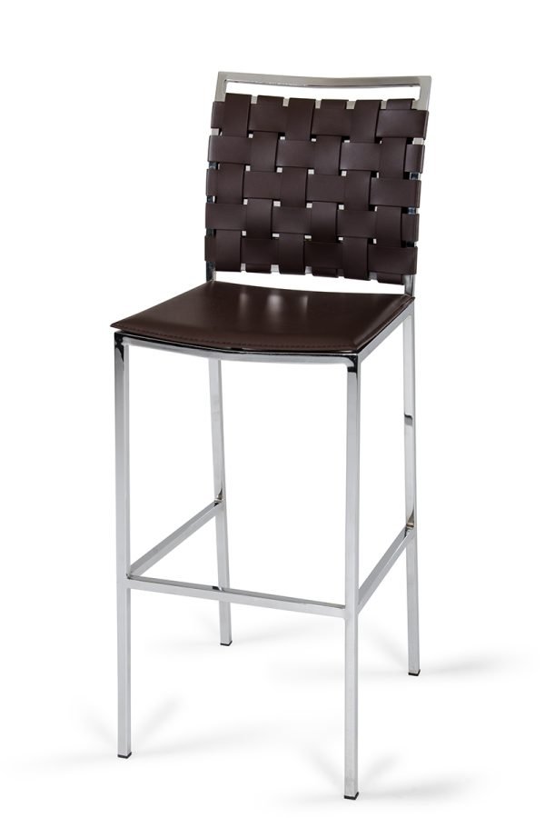 Shasta - Modern Brown Eco-Leather Bar Stool (Set of 2) - Image 2