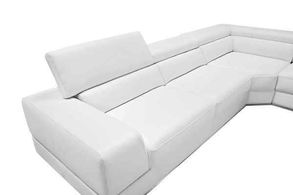Divani Casa Pella - Modern White Italian Leather U Shaped Sectional Sofa - Image 2