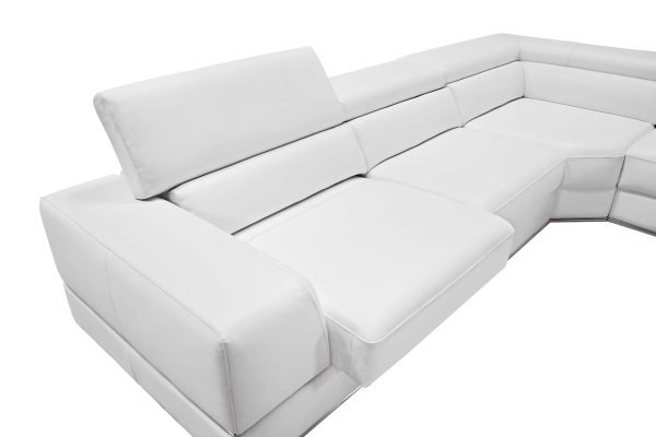 Divani Casa Pella - Modern White Italian Leather U Shaped Sectional Sofa - Image 5