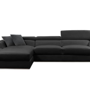 Divani Casa Pella Mini - Modern Black Leather Left Facing Sectional Sofa